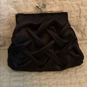 Small black satin clutch